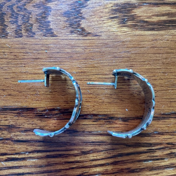 sterling silver half hoop post earrings (backs not included). 7 grams. Feminine - Picture 4 of 9